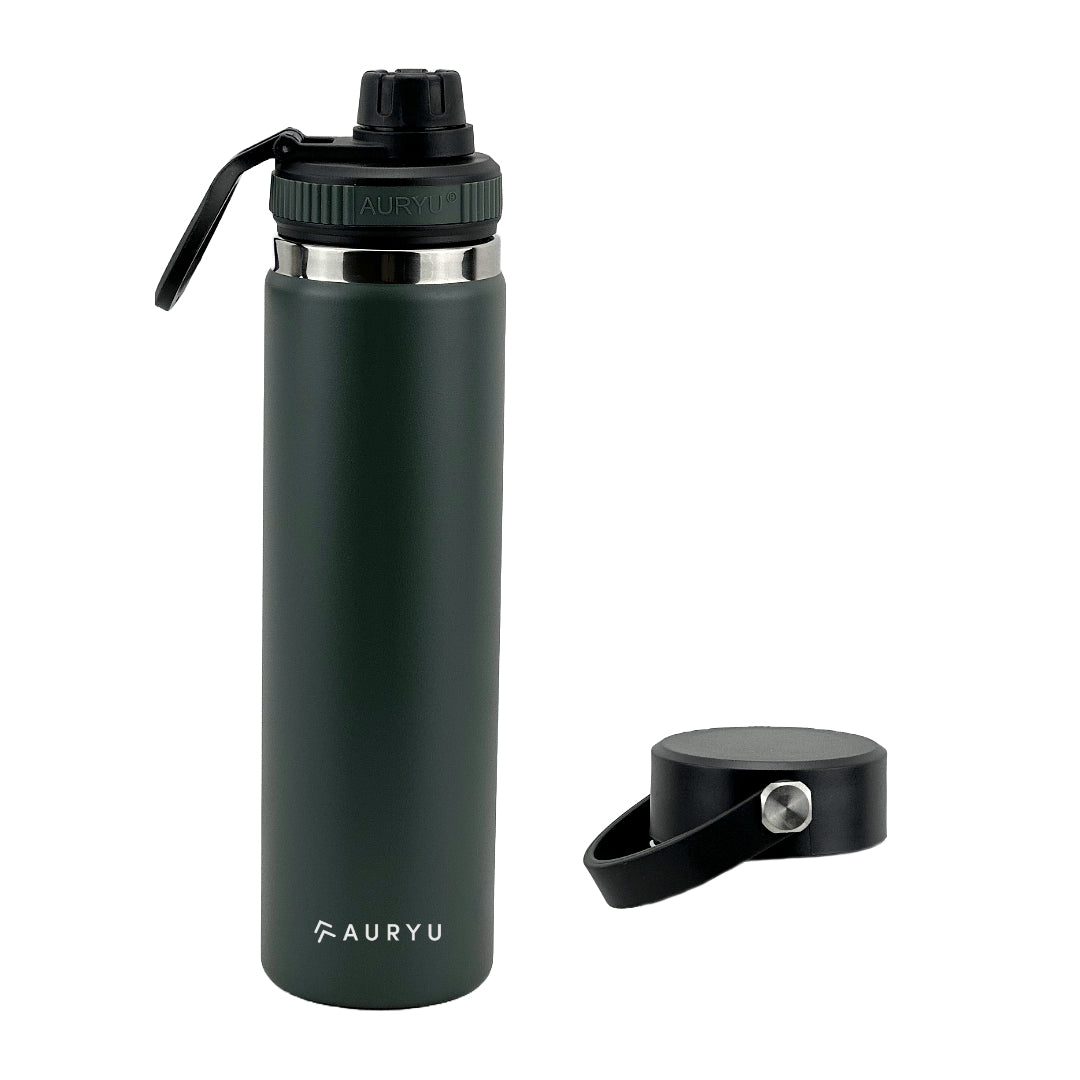 24oz Triple-Walled Insulated Stainless Steel Water Bottle - Wide Mouth - Standard Lid plus a Bonus Spout Lid Included